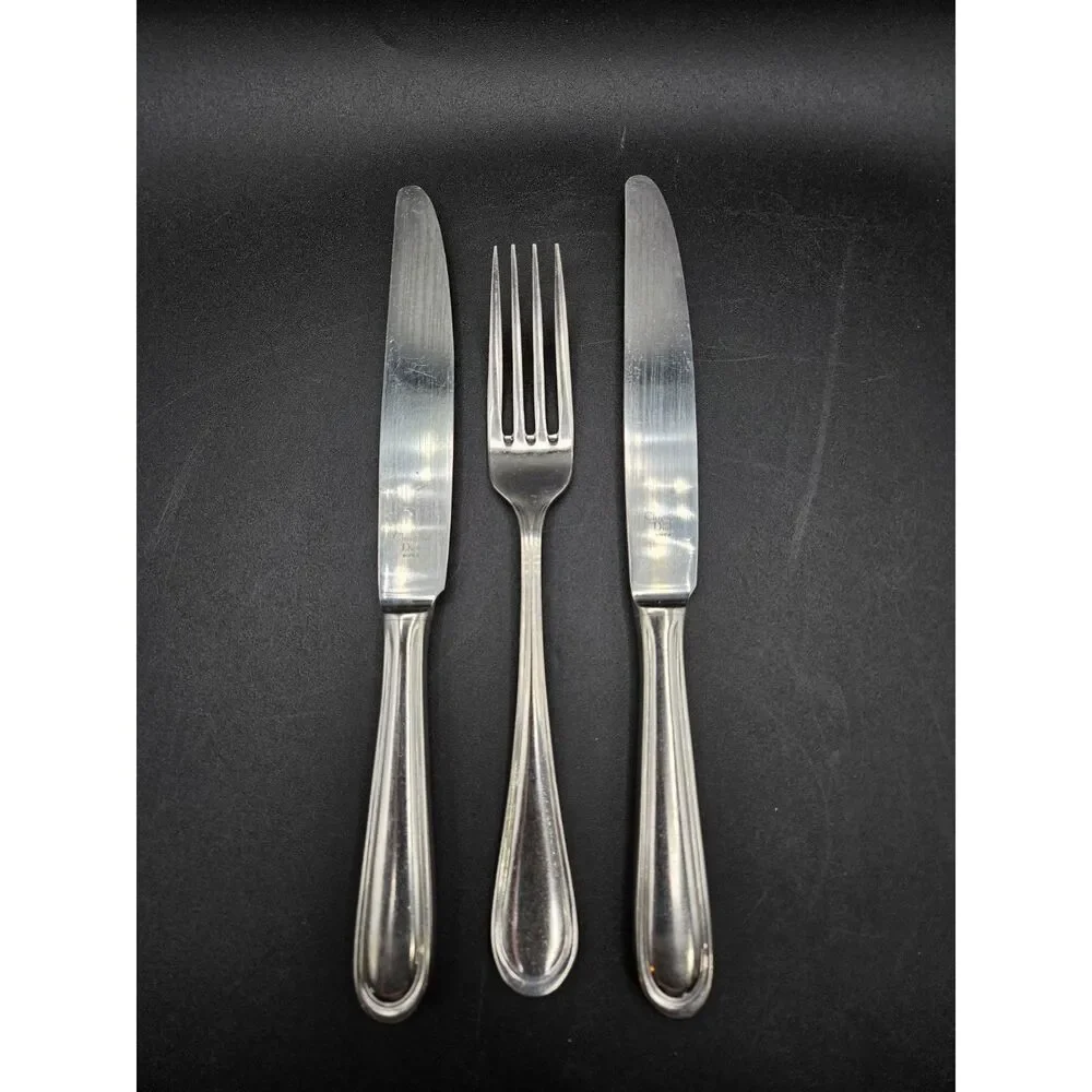 Christian Dior Stainless Flatware Pieces Fork and 2 Knives Ligne Pattern